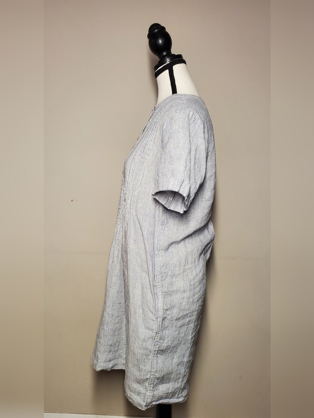 Quince Pale Blue Pintuck Linen Mini Dress - Picture 7 of 14